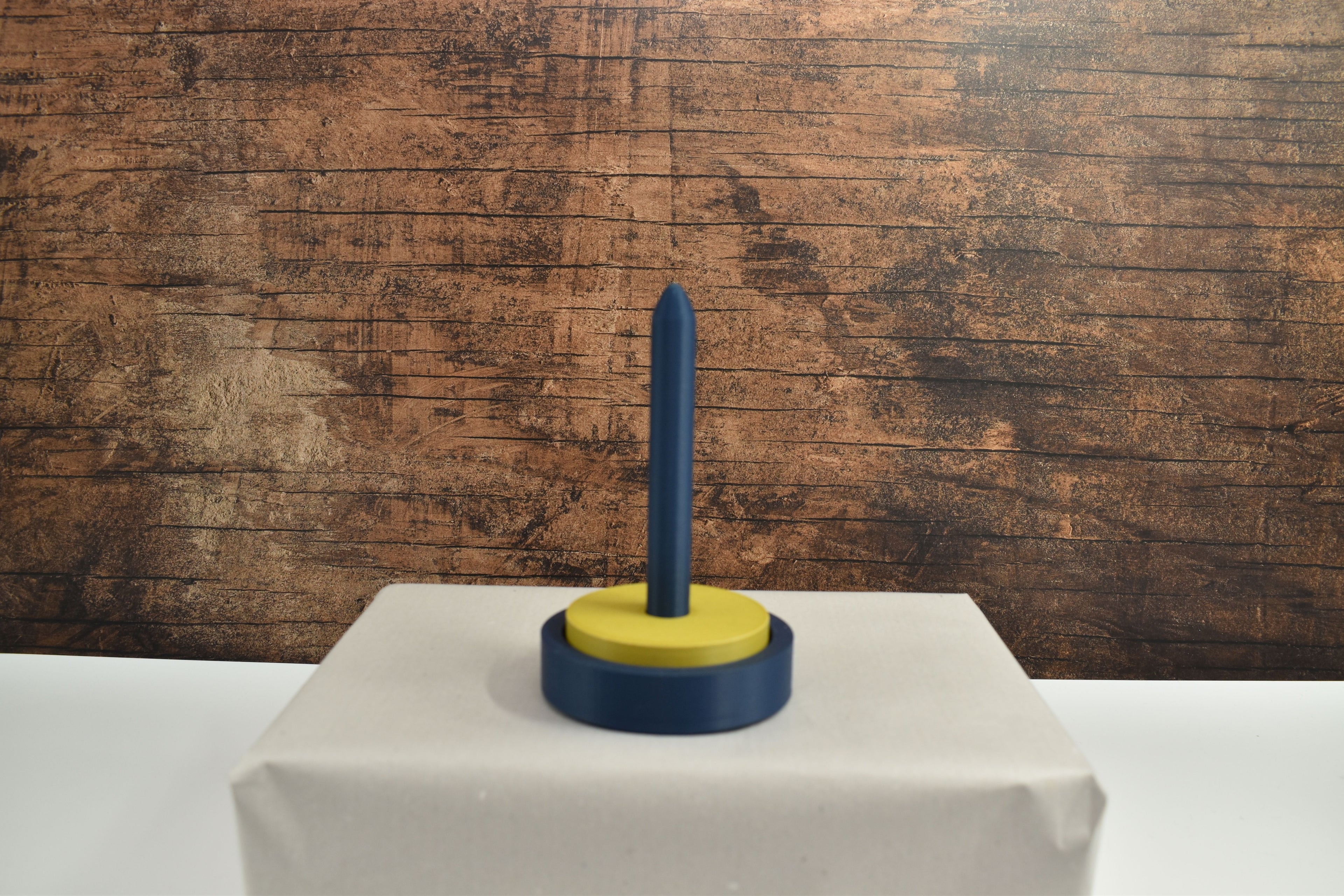 3D-Wollabroller klein, blau-Senfgelb